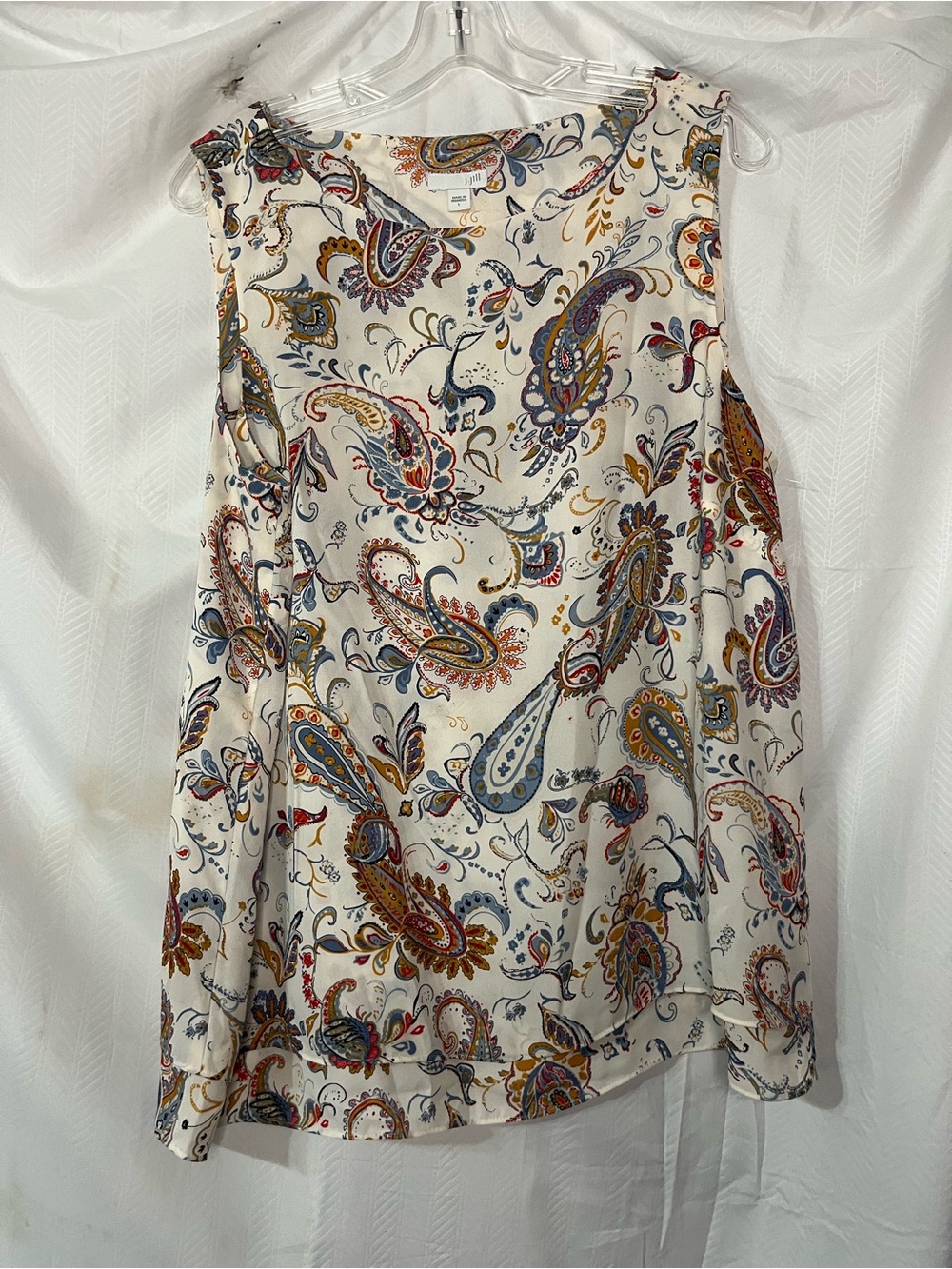 J Jill Paisley Sleeveless V-Neck Top in Cream by Tahari L - Picture 2 of 6